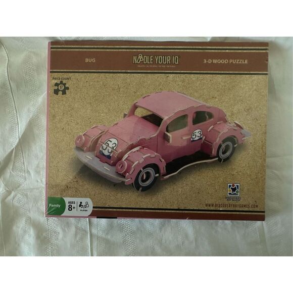 Noodle Your IQ 3-D Wooden Puzzle Pink Bug - Picture 1 of 5